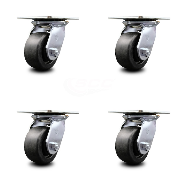4 Inch Heavy Duty Polyolefin Caster Set with Ball Bearings SCC, 4PK